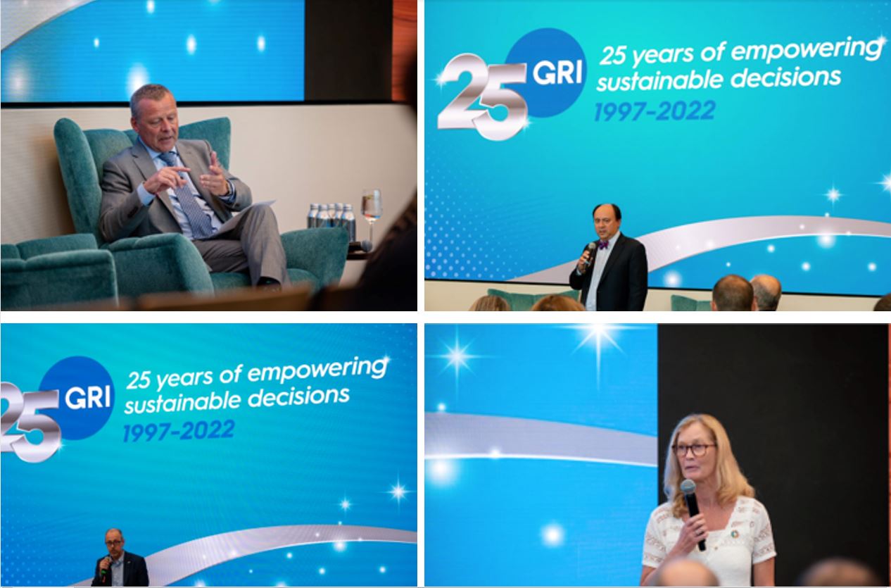 (From top left): Eelco van der Enden (GRI), Joe Allanson (Salesforce), Sue Allchurch (UN Global Compact), Andre Argenton (Dow Inc)